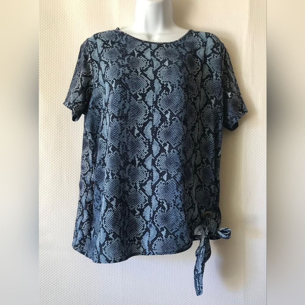 Blue Snake Print Women Top